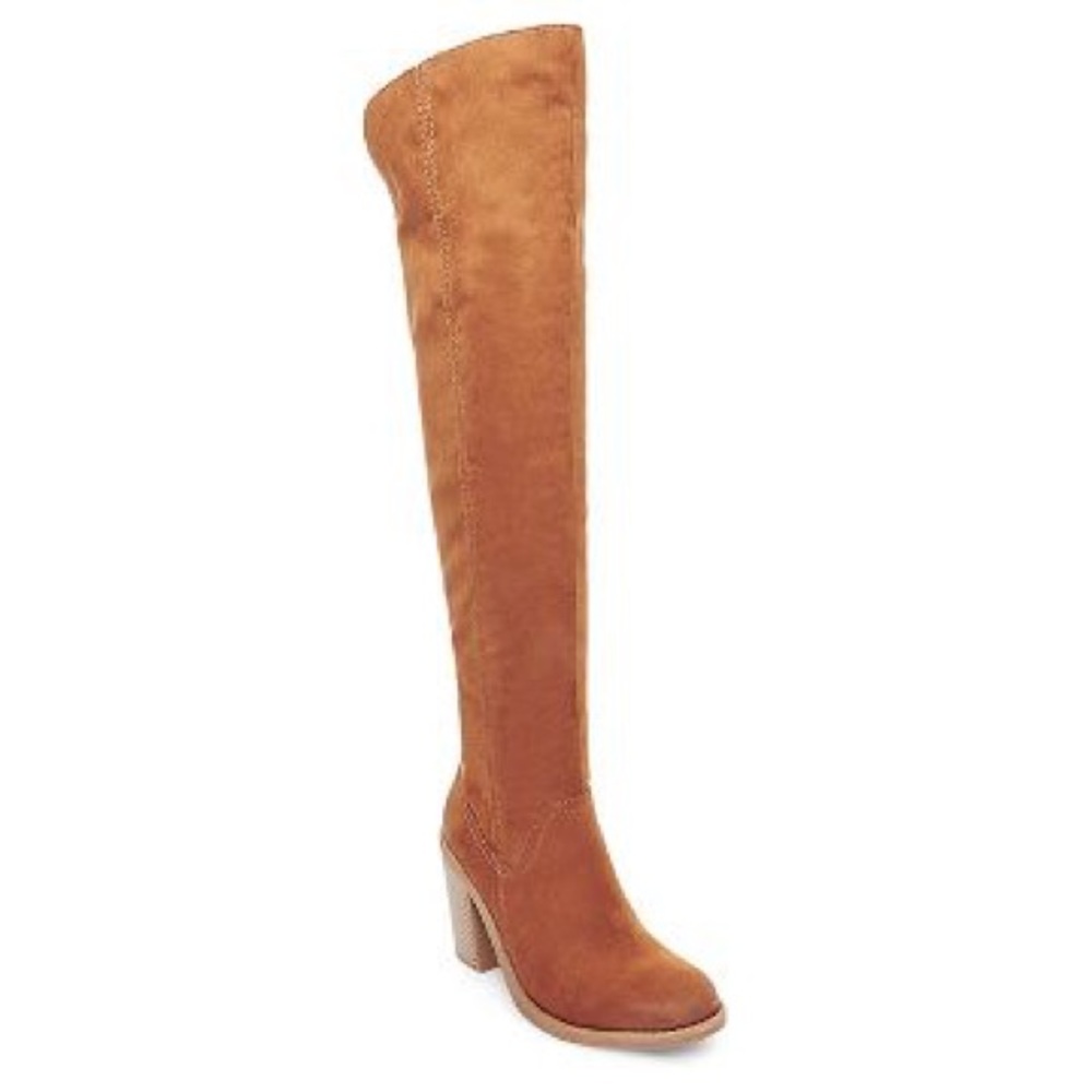 Camel-colored over the knee boots